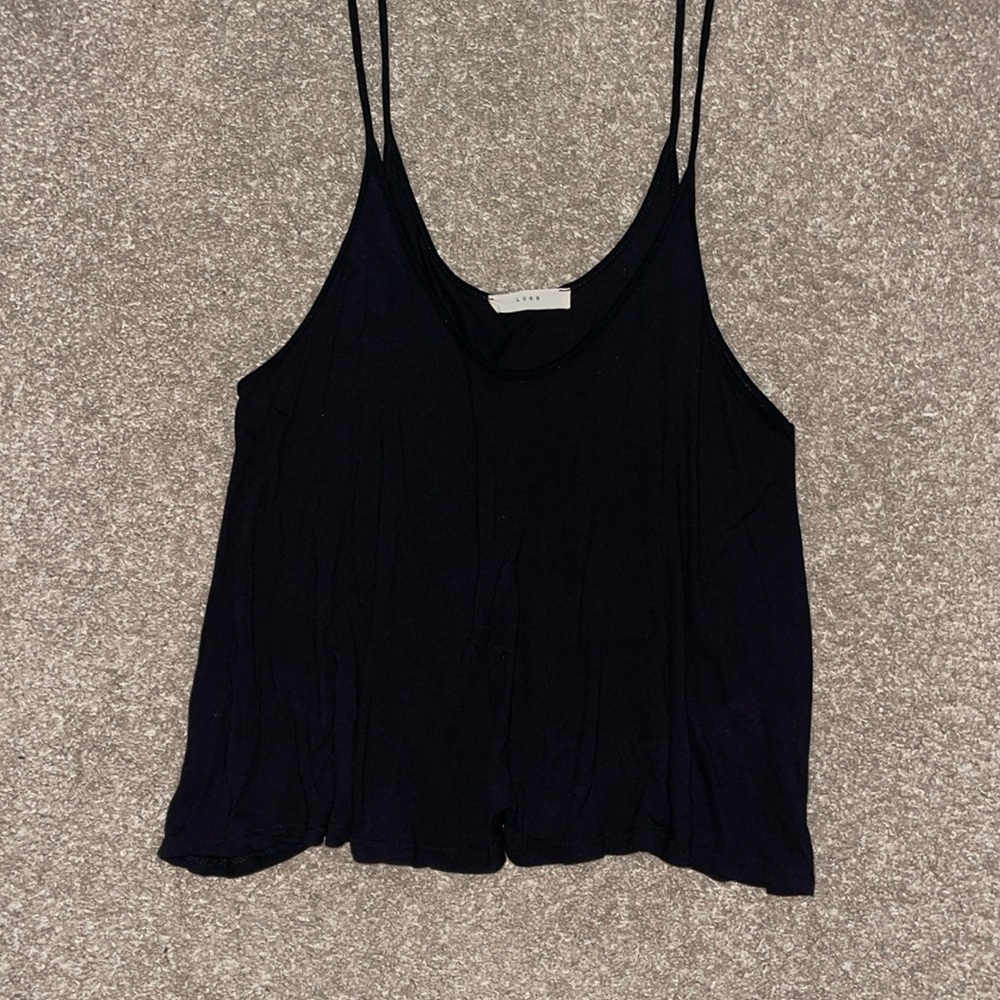 Lush Black Flowy Tank Top